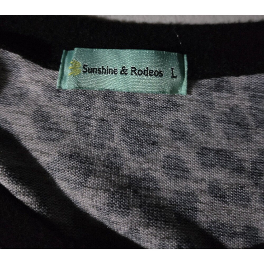 Sunshine & Rodeos Colorblock Leopard Print Sweatshirt Top Large - Picture 6 of 7